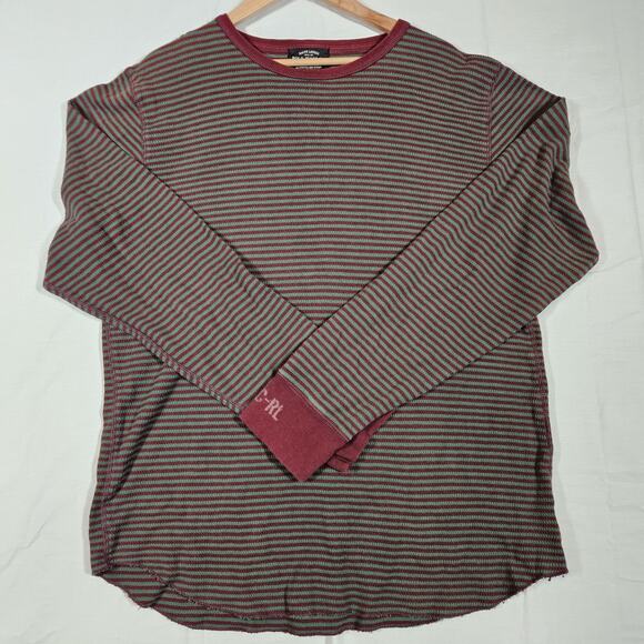 Polo Jeans Ralph Lauren Shirt Mens XL Red Green Stripe Thermal Waffle Knit - Picture 3 of 7
